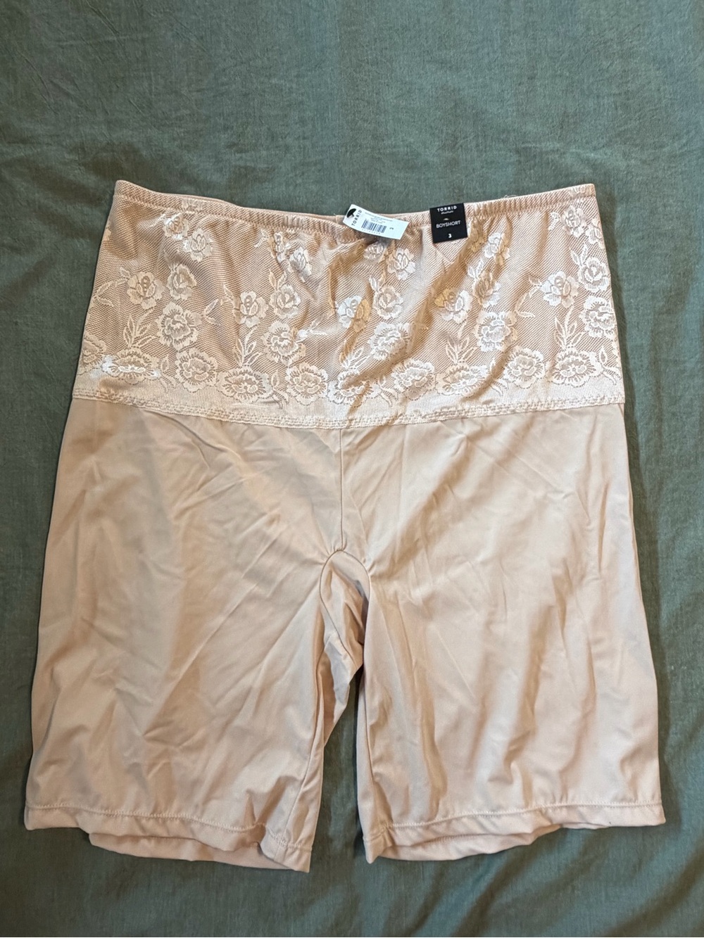 Torrid Size 3 Nude Lace Microfiber High Rise Smoothing Boyshort NWT